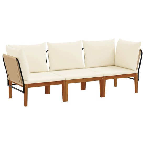 3 pc bois d'acacia massif et corde naturel