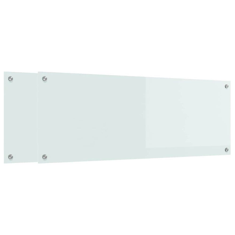 Crédence de cuisine 2 pc blanc 110 x 40 cm verre trempé