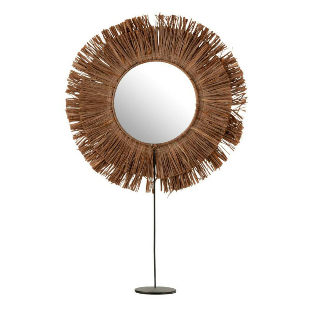 Miroir sur pied en raphia saffron 50cm marron