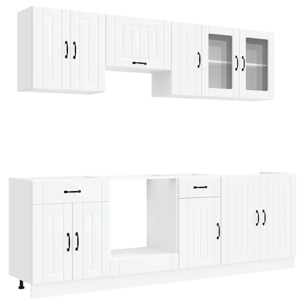 Ensemble d'armoires cuisine 8pcs kalmar blanc bois d'ingénierie