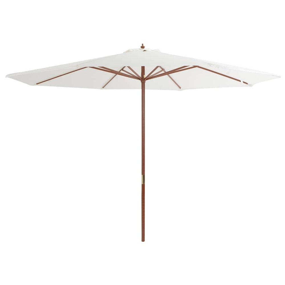 Parasol d'extérieur avec mât en bois 350 cm blanc sable
