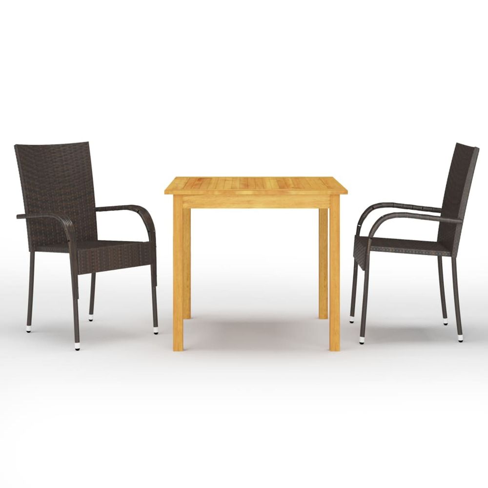 Ensemble à manger de jardin 3 pcs marron