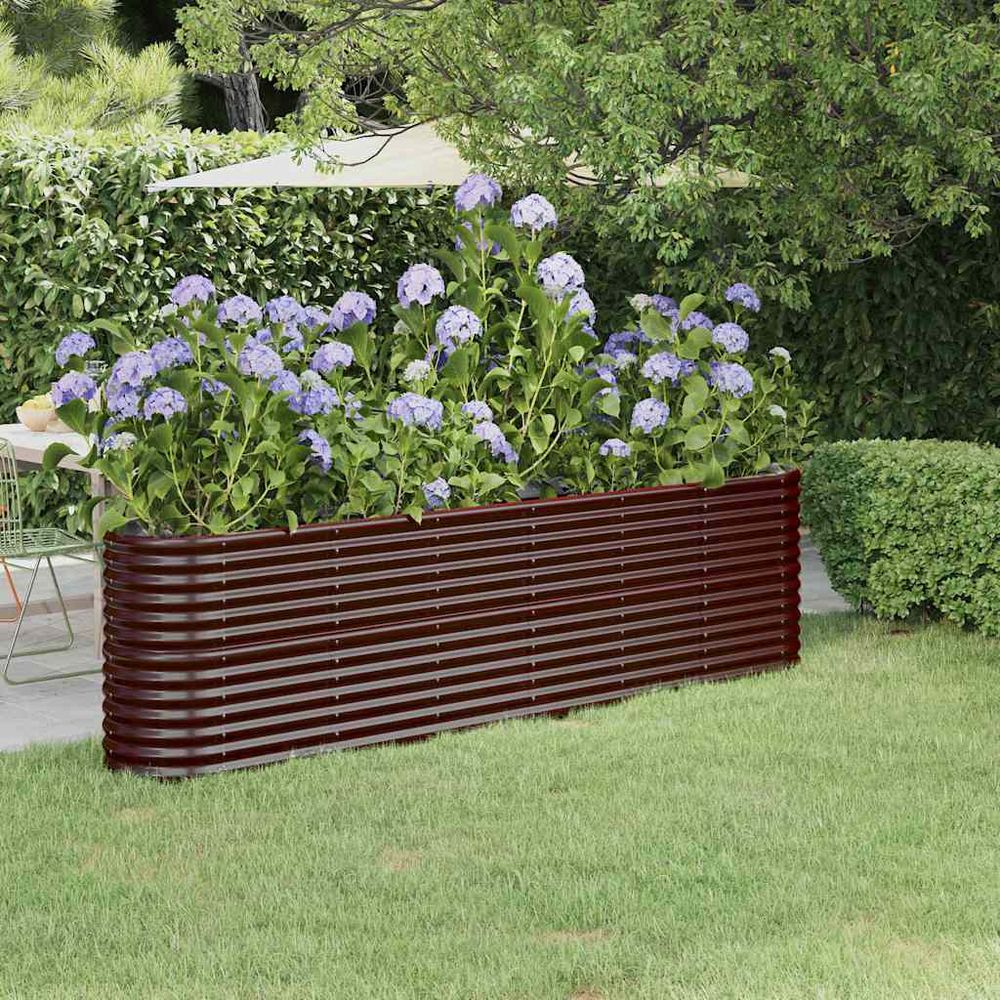 Carré potager surélevé acier galvanisé pour jardin terrasse marron 260x40x68 cm