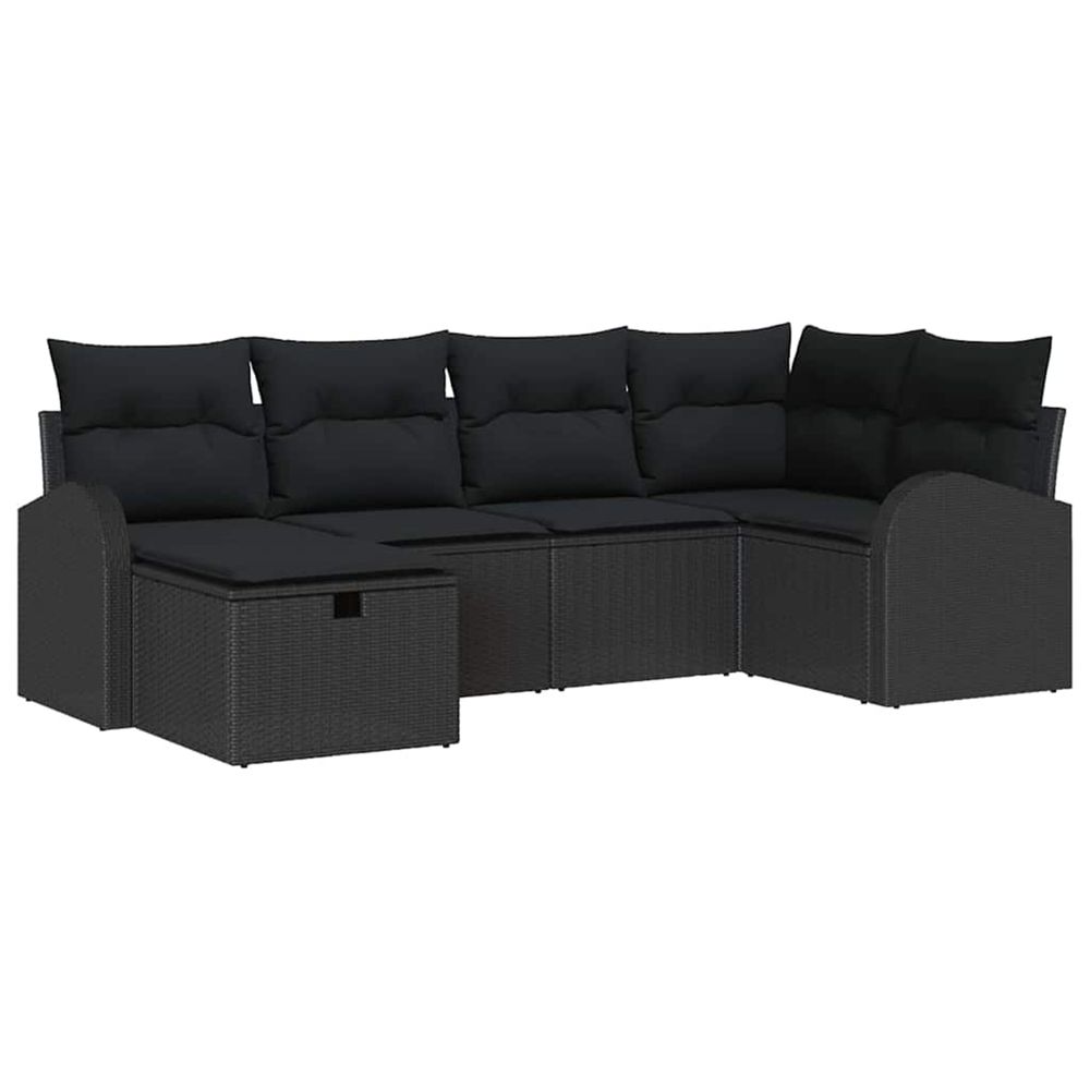 Ensemble de canapé de jardin 6 pc noir polyrotin