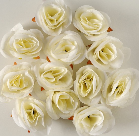 Tetes de rose Artificielle X 12 Champagne