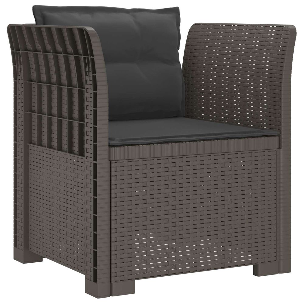 Fauteuil 1 place avec coussins look rotin pp gris clair