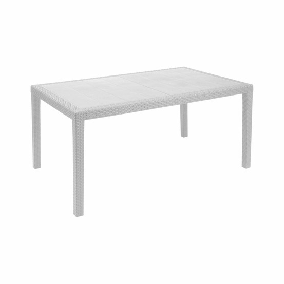 Table d'extérieur arca, étagère rectangulaire fixe, table de jardin polyvalente effet rotin, 100% made in italy, 138x78h72 cm, blanc
