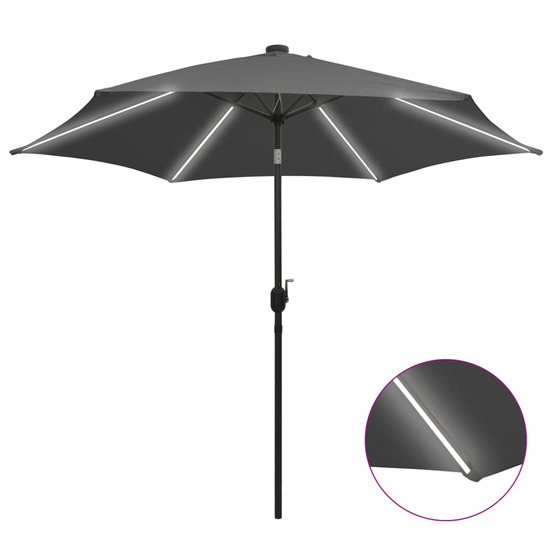Parasol avec LED et mât en aluminium