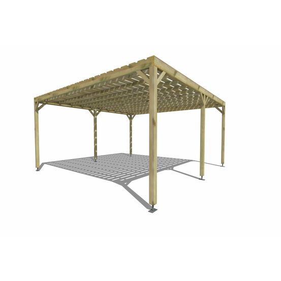 Pergola bois • 5m x 5m • indépendante • sens profondeur • platelage bois • livraison comprise