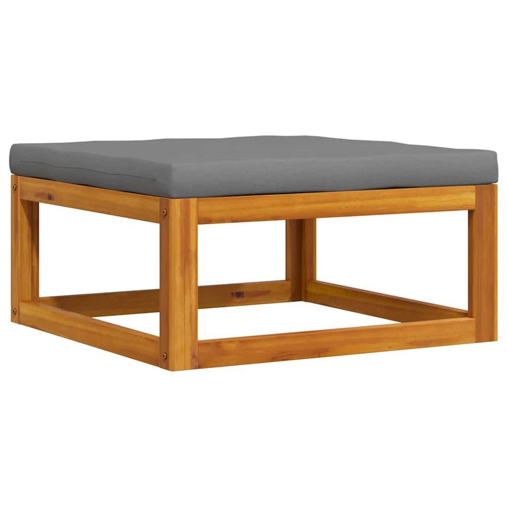 Repose-pied avec coussin gris foncé bois d'acacia massif
