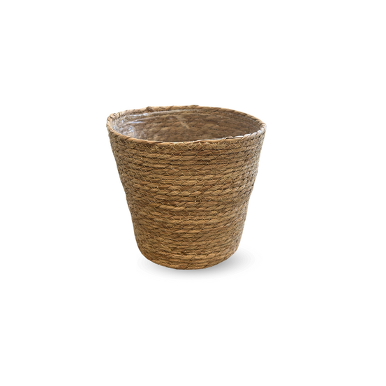 Cache pots ronds en jonc de mer naturel - osier - ⌀ 21,5 cm - ↕ 19 cm
