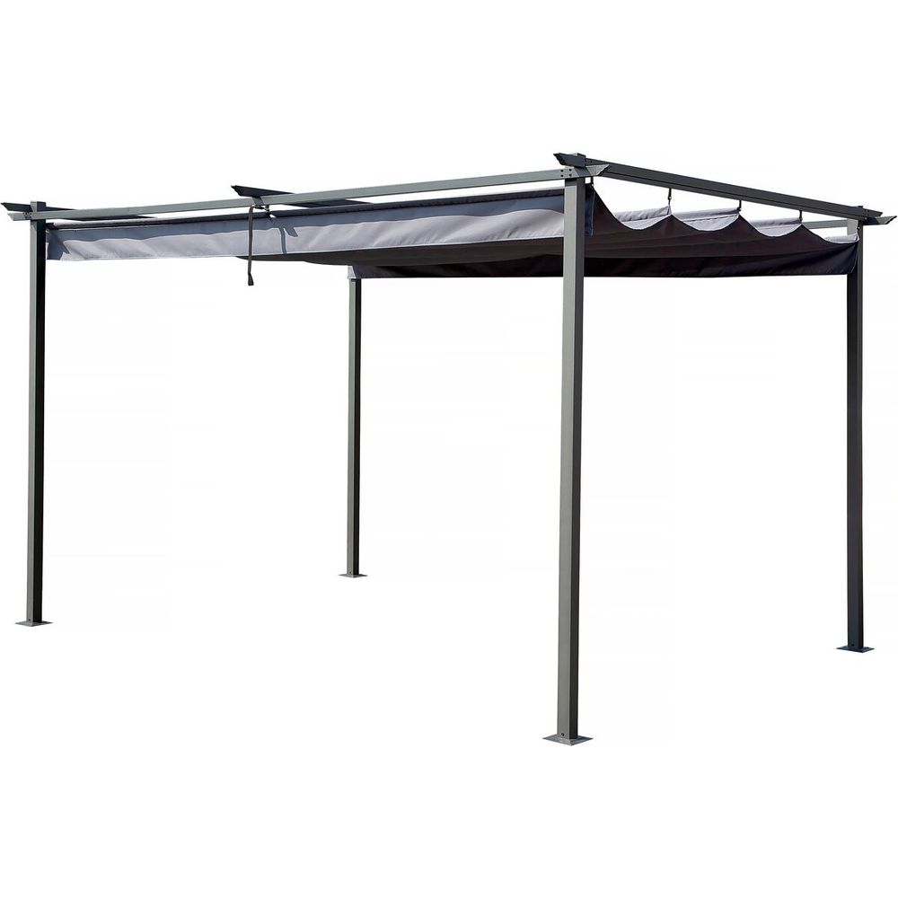 Pergola en métal avec toit rétractable - 3 x 4 m - gris