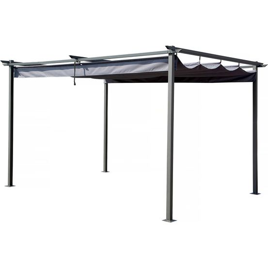 Pergola en métal avec toit rétractable - 3 x 4 m - gris