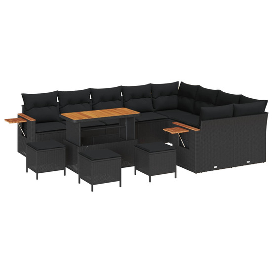 Ensemble de canapé de jardin 13 pcs noir polyrotin