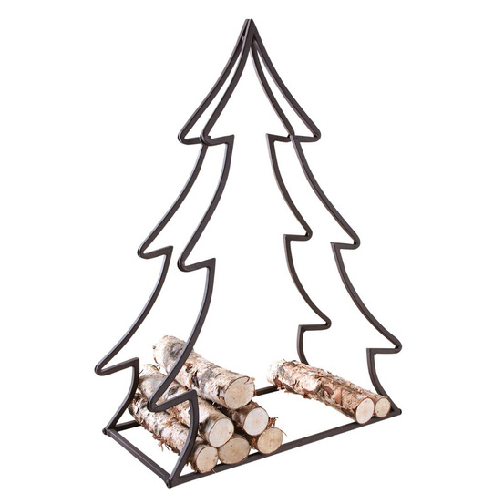 Porte-bûches en métal sapin