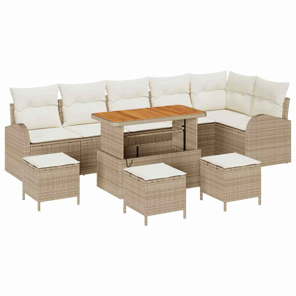 Ensemble de canapé de jardin avec coussin 10 pcs beige et crème