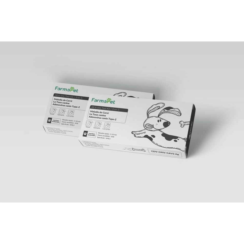 Test rapide 3 en 1 détection maladie respiratoires du chien - farmapet 1 test