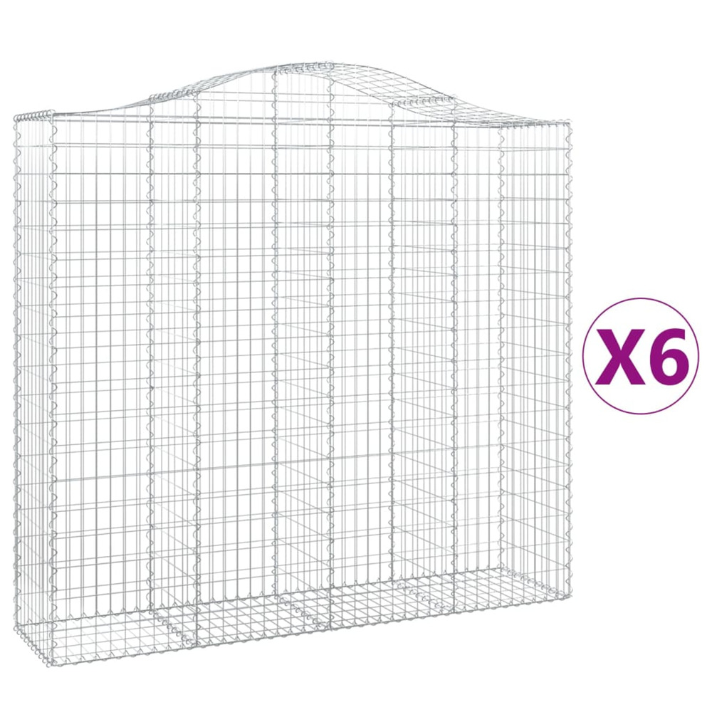Paniers à gabions arqués 6 pcs 200x50x180/200 cm fer galvanisé