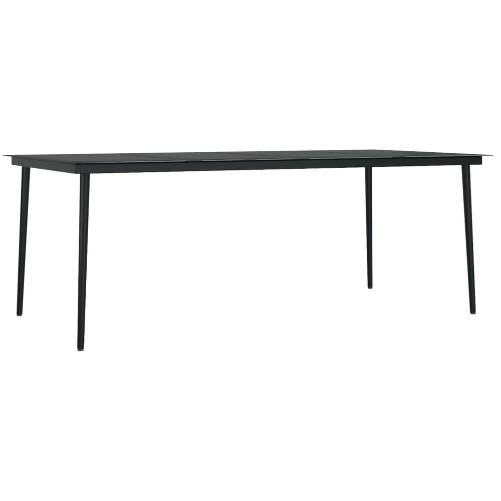 Table à dîner de jardin noir 200x100x74 cm acier et verre