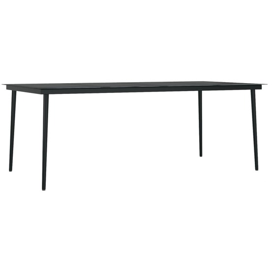 Table à dîner de jardin noir 200x100x74 cm acier et verre