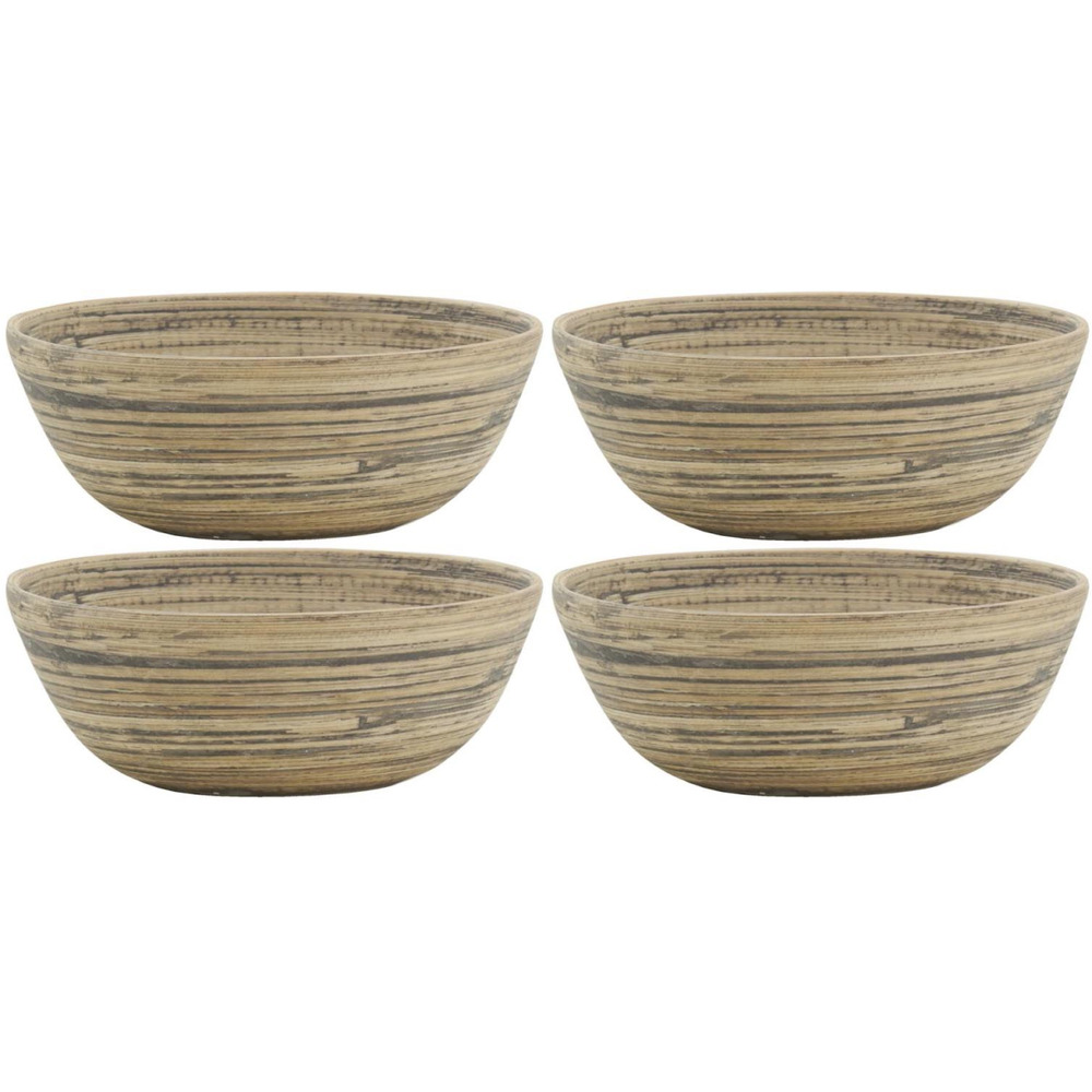Corbeille ronde en bambou naturel et noir lot de 4