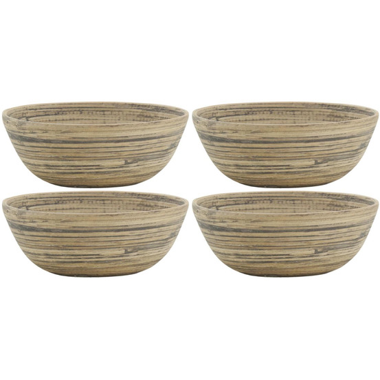 Corbeille ronde en bambou naturel et noir lot de 4
