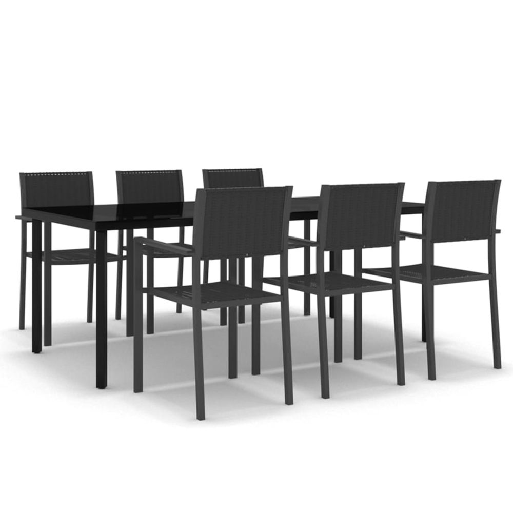 Ensemble à manger de jardin 7 pcs noir