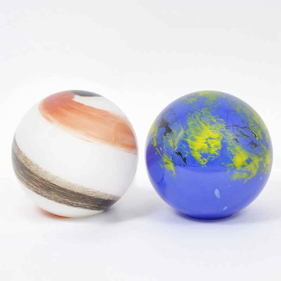 Lampe boule led galaxie bleu océan verre 29x29x29cm