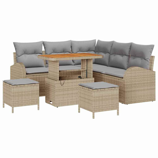 Ensemble de canapé de jardin 8 pcs beige et gris clair