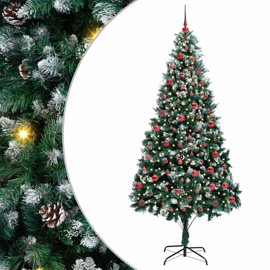 Sapin de noël artificiel vert 210 cm pvc, acier et plastique