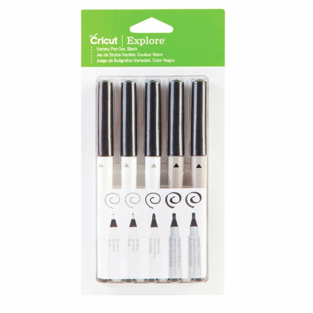 5 stylos noirs cricut - pointes 0,4 à 2 mm
