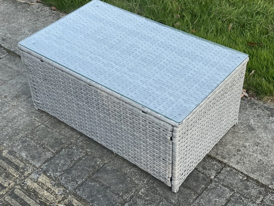 Mobilier de jardin extérieur table basse rectangulaire gris clair pe rotin table à thé