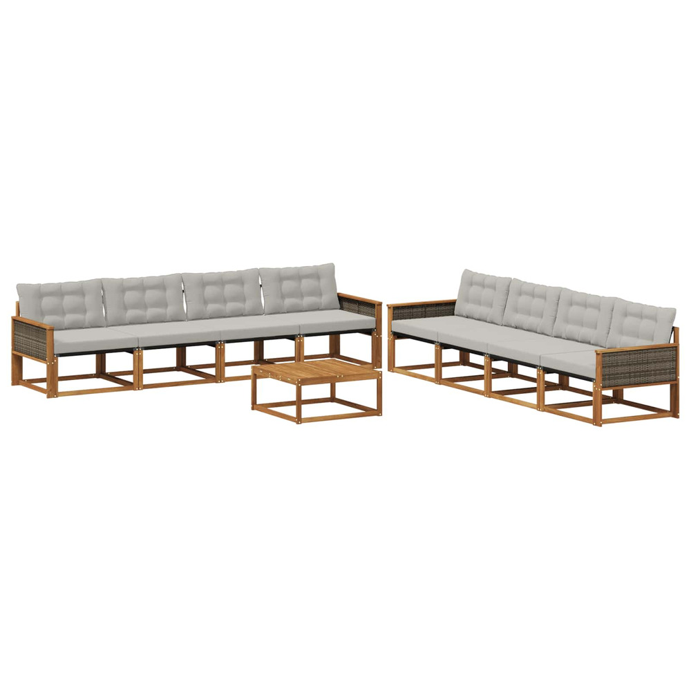 Ensemble de canapés d'extérieur 9 pcs naturel et gris clair
