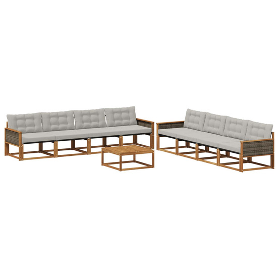 Ensemble de canapés d'extérieur 9 pcs naturel et gris clair