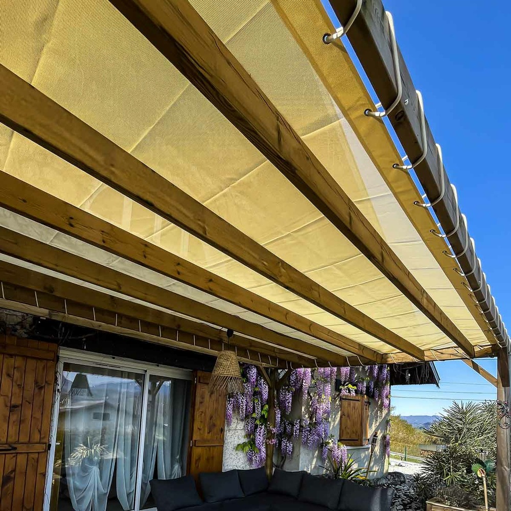 Toile pergola micro-perforée tecplast mp460pr 3x4 m - ivoire - garantie 5 ans