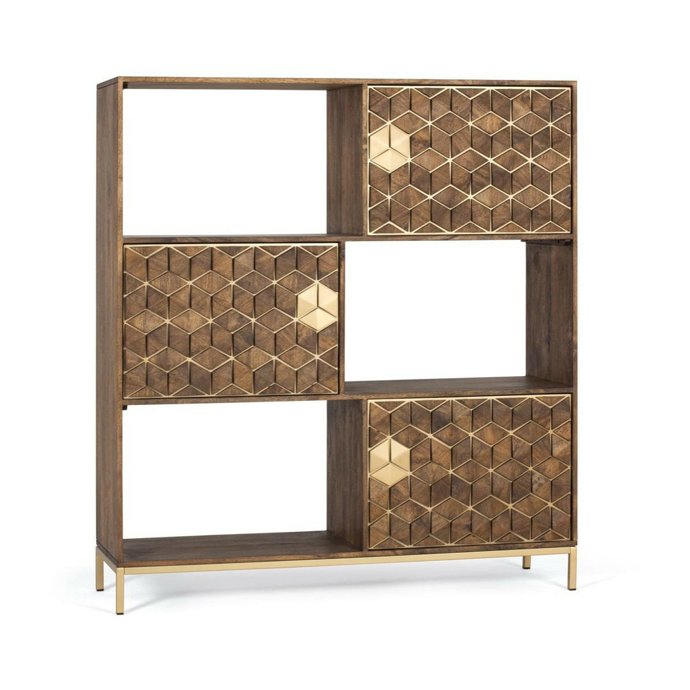 Bibliothèque bois-fer marron - karianne décoration d'autrefois