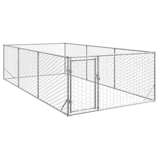 Niche d'extérieur pour chien avec porte, 2 x 4 x 1 m, acier galvanisé