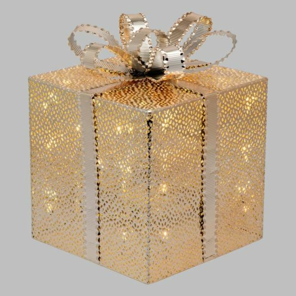 Cadeau lumineux h25cm 40 led blanc chaud métal couleur champagne lotti