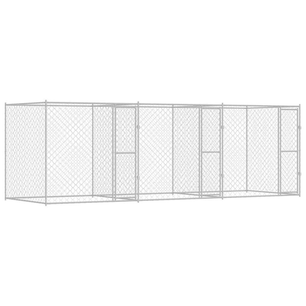 Cage pour chien argenté 600 x 200 x 200 cm acier galvanisé