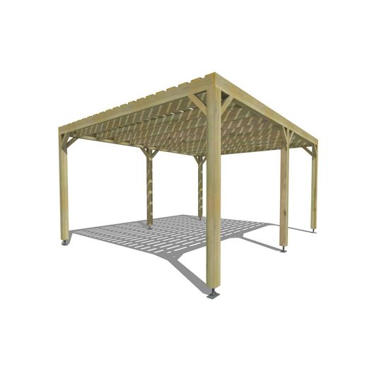 Pergola bois • 5m x 4m • indépendante • sens profondeur • platelage bois • livraison comprise