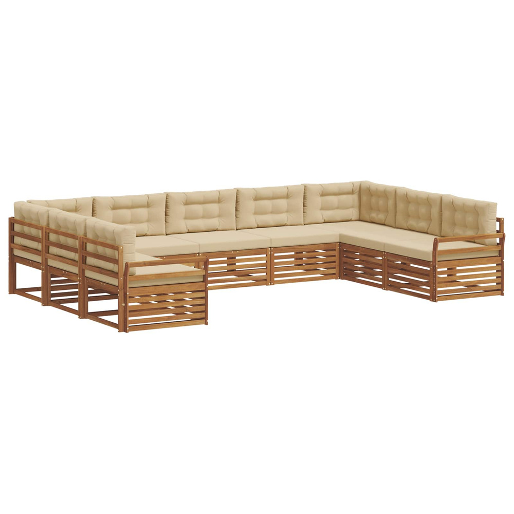 Ensembles de canapés avec coussin 9 pcs naturel et beige