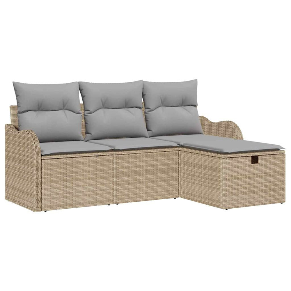 Ensemble de canapé de jardin 4 pcs beige et gris clair