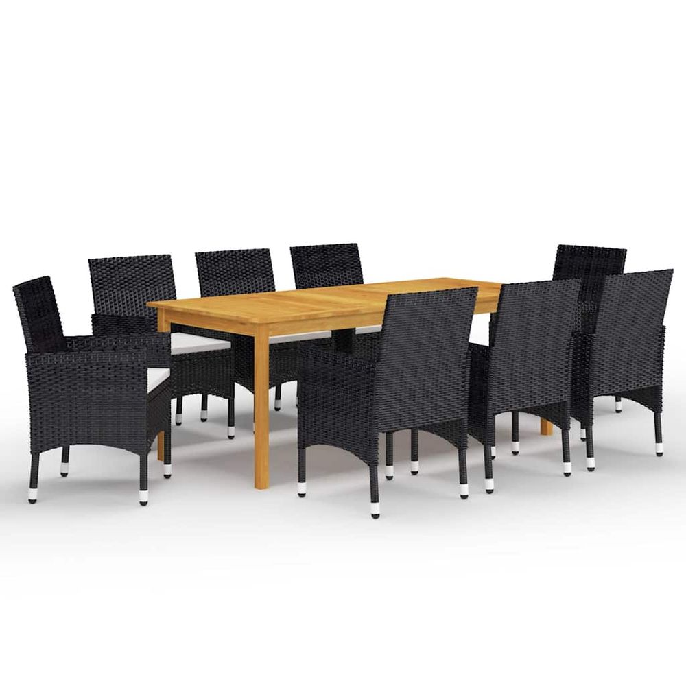 Ensemble à manger de jardin 9 pcs noir