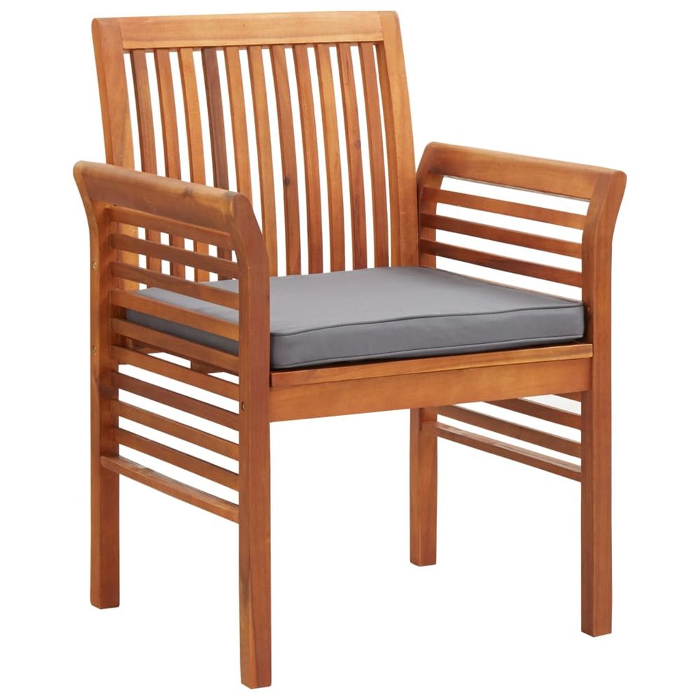 Chaise à dîner de jardin avec coussin bois d'acacia massif
