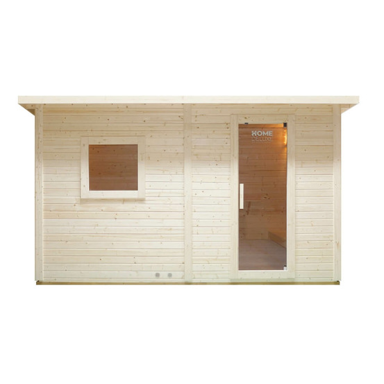 Home deluxe - maison de sauna extérieur talo xl - pour 5 personnes, avec vestibule - dimensions : 400 x 217 x 221 cm, bois : épicéa
