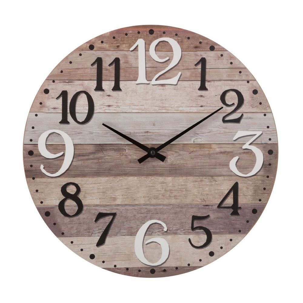 Pendule murale en bois aspect vieilli d 38 cm