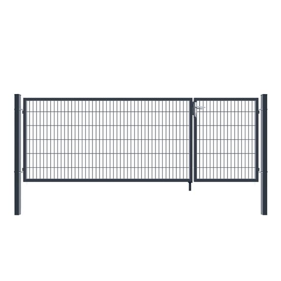 Home deluxe - portail de jardin à double battant aditus - vert, 120 x 350 cm - avec poignée, serrure, clés et verrouillage au sol i