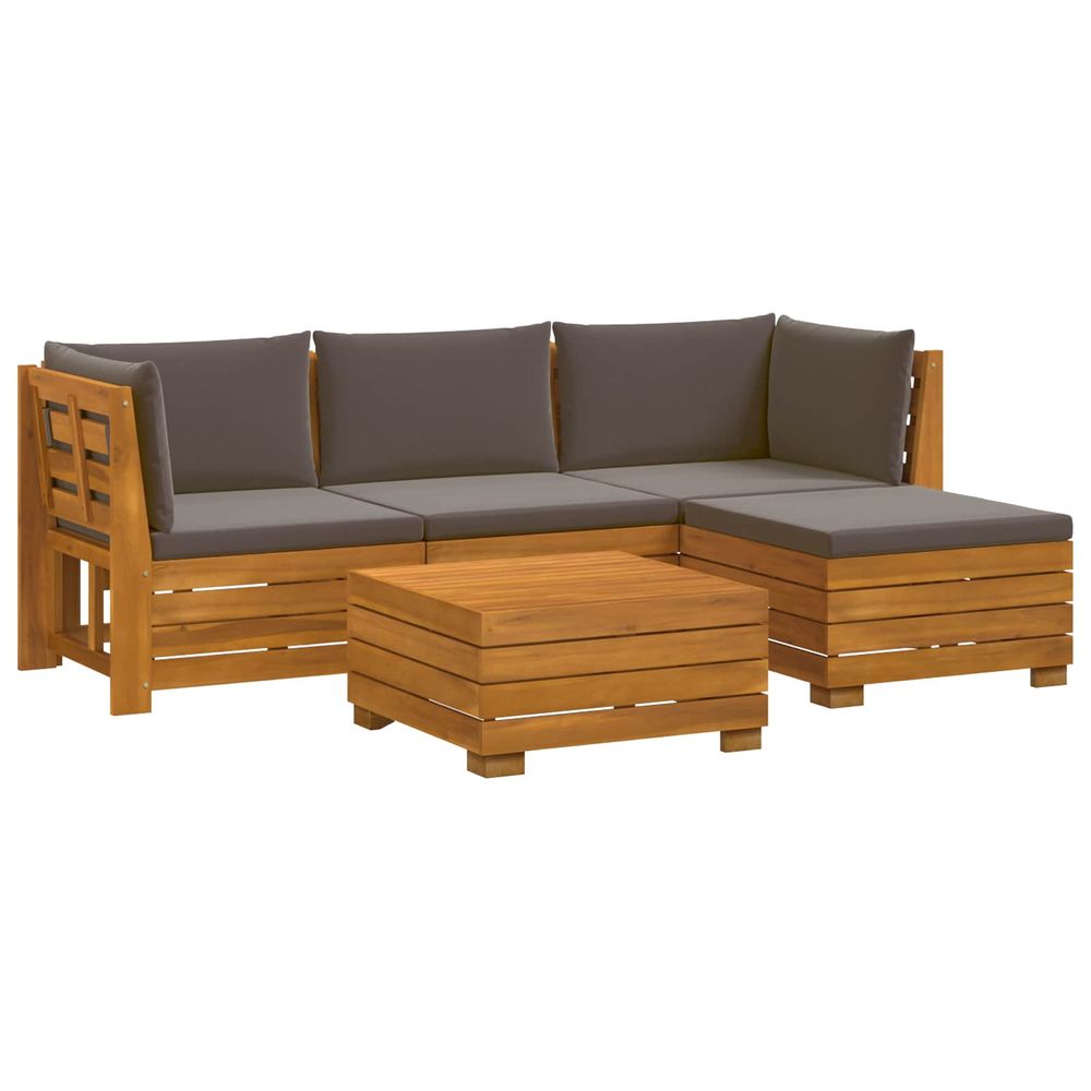 5 pc ensemble de canapés d'extérieur bois d'acacia massif