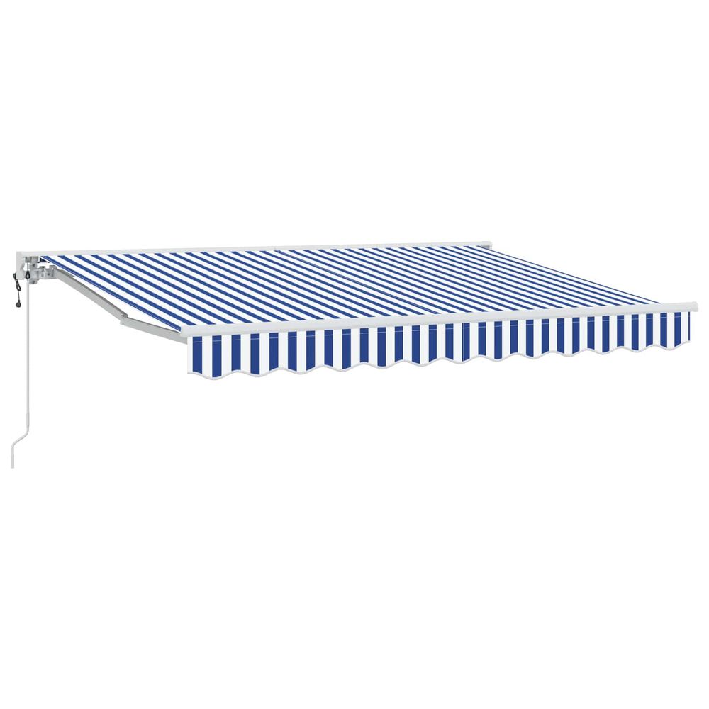Auvent rétractable électrique bleu et blanc 3,5 x 2,5 m