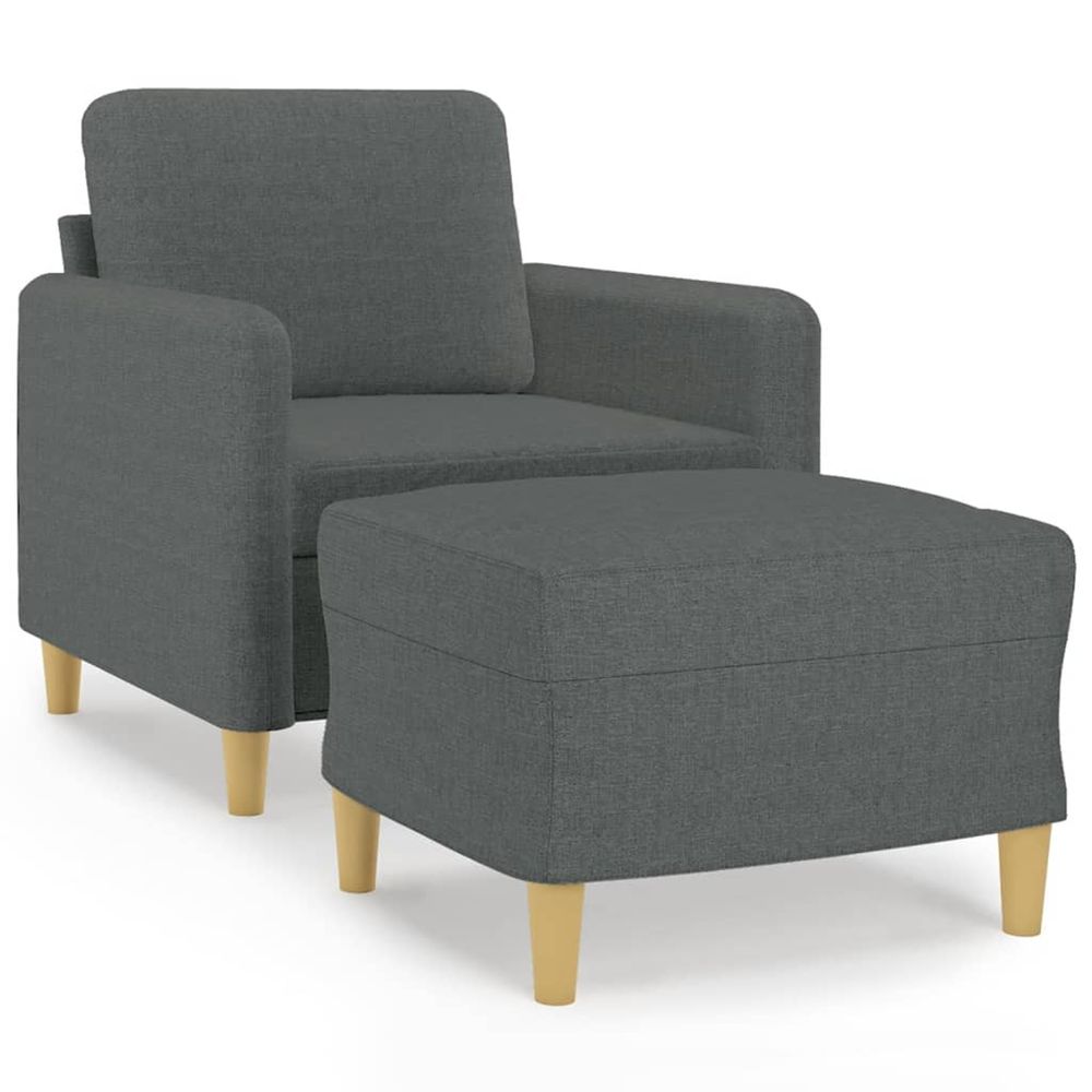 Fauteuil avec repose-pied gris foncé 60 cm tissu